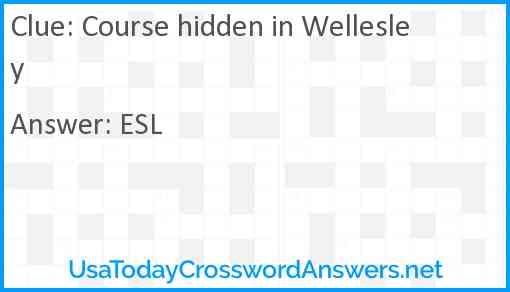 Course hidden in Wellesley Answer