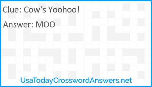 Cow's Yoohoo! Answer