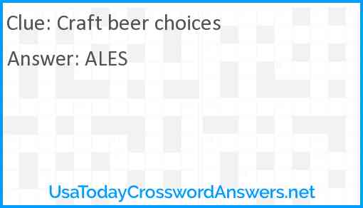 Craft beer choices Answer