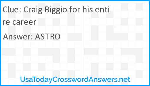 Craig Biggio for his entire career Answer