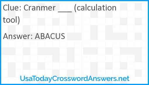 Cranmer ___ (calculation tool) Answer