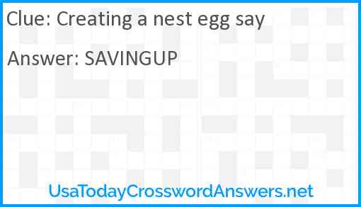 Creating a nest egg say Answer