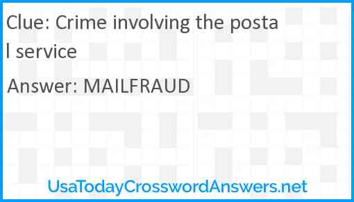 Crime involving the postal service Answer