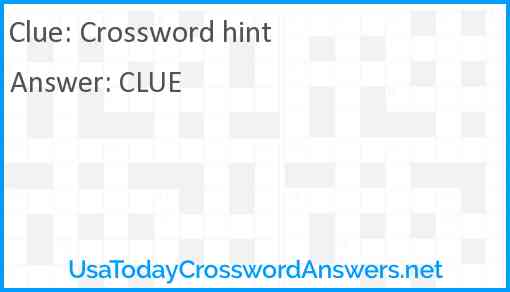Crossword hint Answer