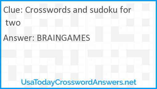Crosswords and sudoku for two Answer