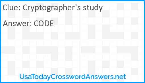 Cryptographer's study Answer
