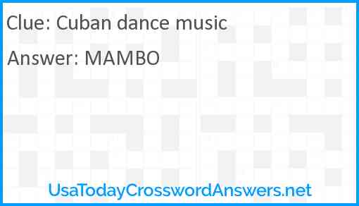 Cuban dance music Answer