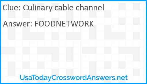 Culinary cable channel Answer