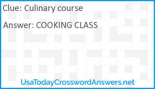 Culinary course Answer