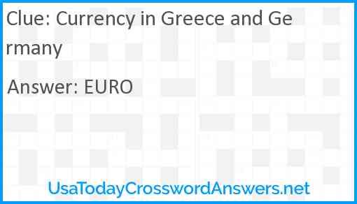 Currency in Greece and Germany Answer