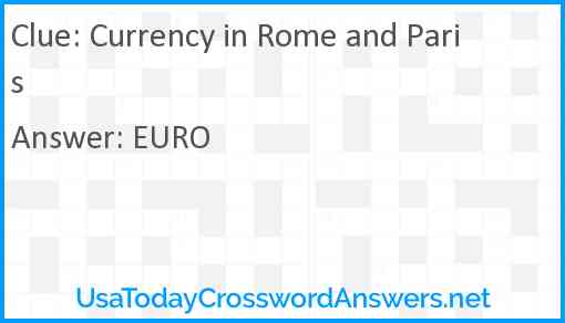 Currency in Rome and Paris Answer