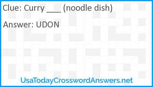 Curry ___ (noodle dish) Answer