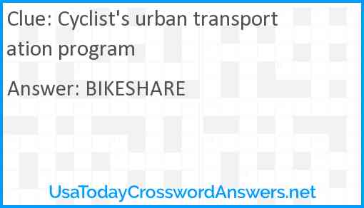 Cyclist's urban transportation program Answer