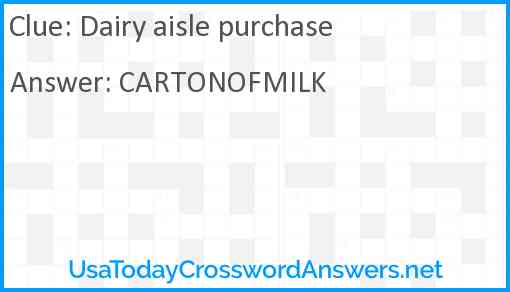 Dairy aisle purchase Answer