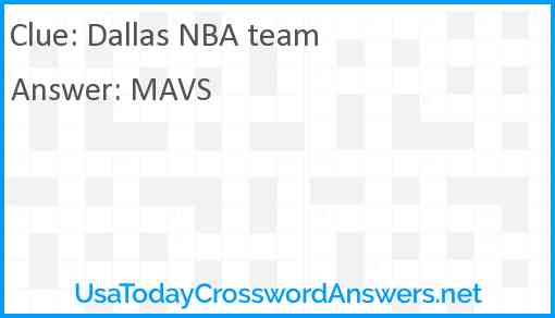 Dallas NBA team Answer