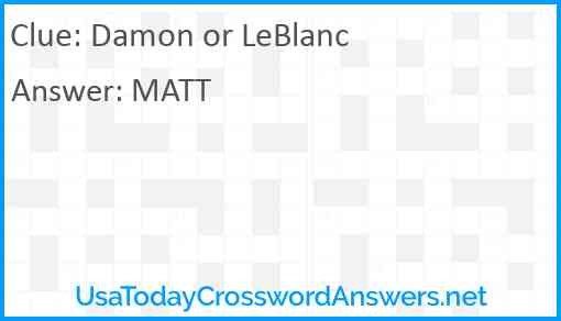 Damon or LeBlanc Answer