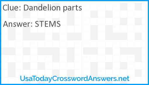 Dandelion parts Answer