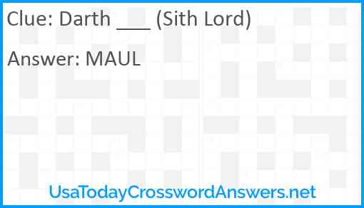 Darth ___ (Sith Lord) Answer