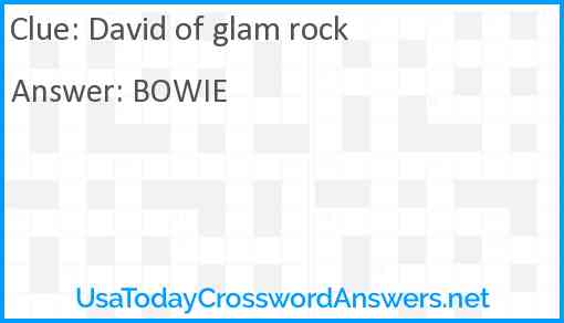 David of glam rock Answer