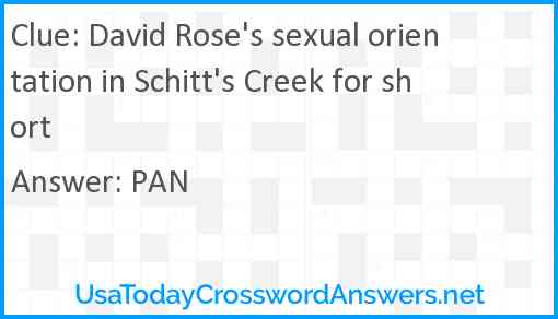 David Rose's sexual orientation in Schitt's Creek for short Answer