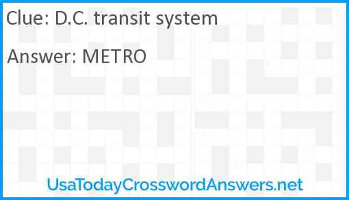 D.C. transit system Answer