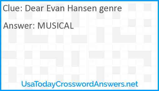 Dear Evan Hansen genre Answer