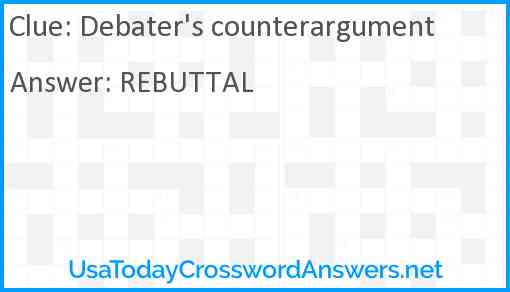 Debater's counterargument Answer