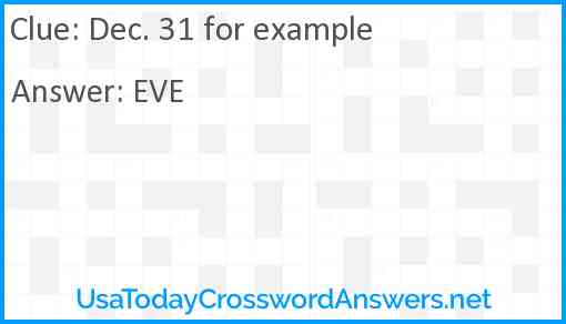 Dec. 31 for example Answer