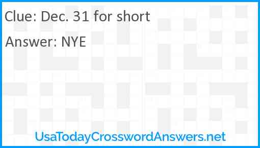 Dec. 31 for short Answer