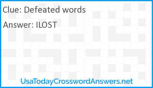 Defeated words Answer
