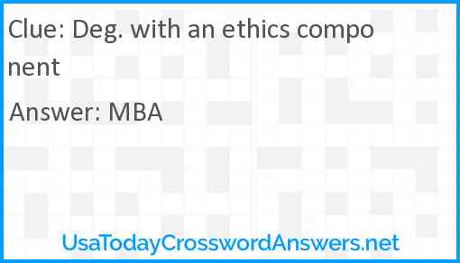 Deg. with an ethics component Answer