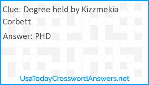 Degree held by Kizzmekia Corbett Answer
