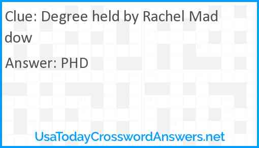 Degree held by Rachel Maddow Answer