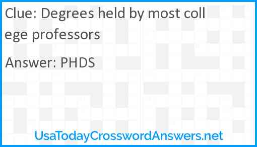 Degrees held by most college professors Answer