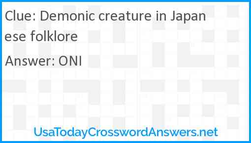 Demonic creature in Japanese folklore Answer