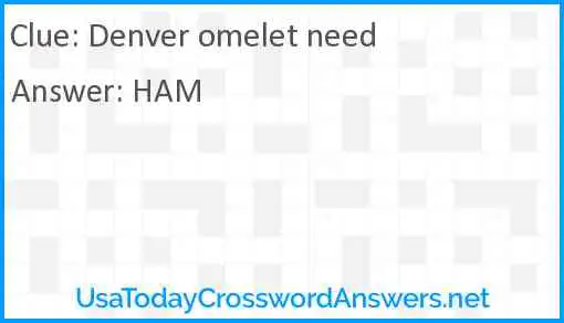 Denver omelet need Answer