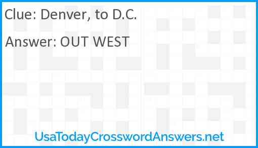 Denver, to D.C. Answer