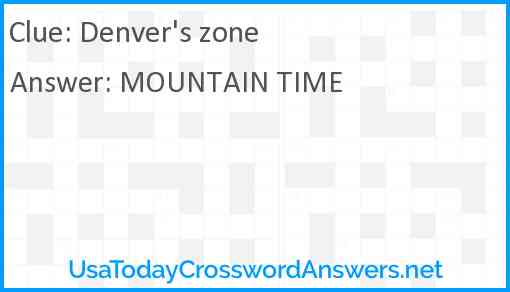 Denver's zone Answer