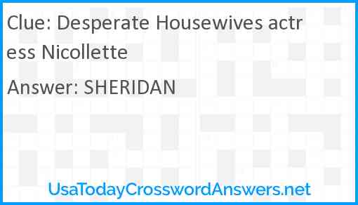 Desperate Housewives actress Nicollette Answer