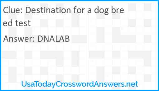 Destination for a dog breed test Answer