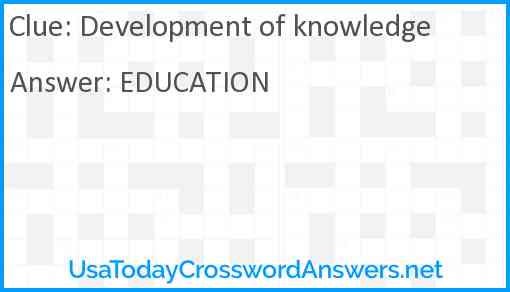 Development of knowledge Answer