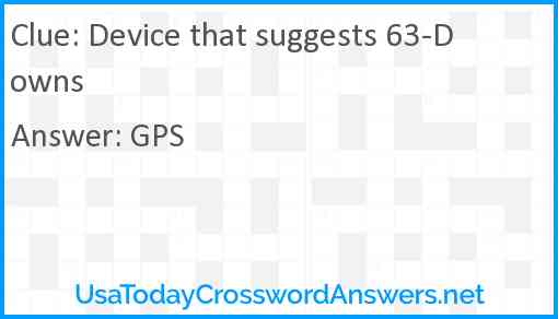 Device that suggests 63-Downs Answer