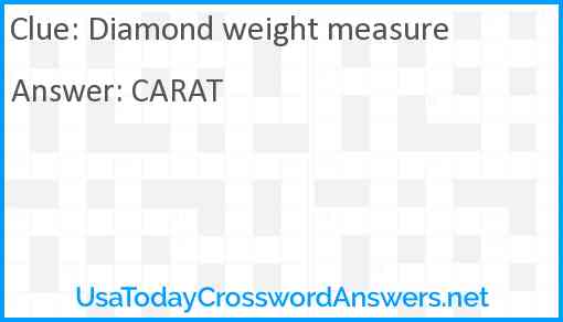 Diamond weight measure Answer