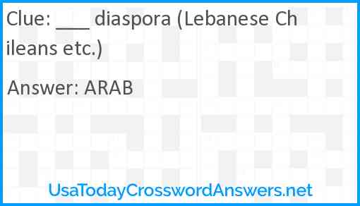 ___ diaspora (Lebanese Chileans etc.) Answer