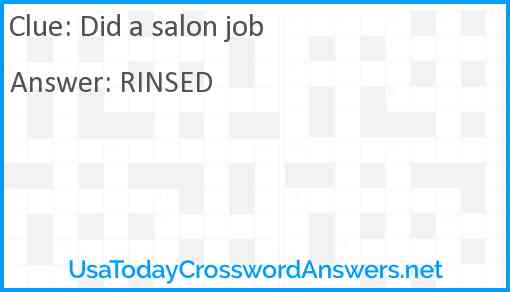 Did a salon job Answer