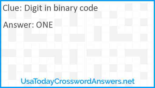 Digit in binary code Answer