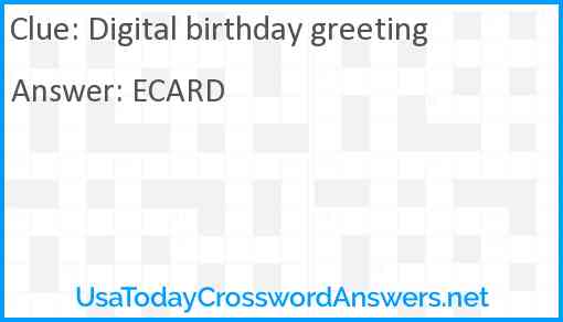 Digital birthday greeting Answer