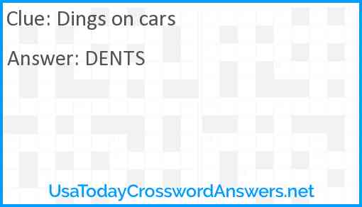 Dings on cars Answer