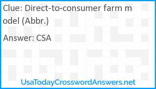 Direct-to-consumer farm model (Abbr.) Answer