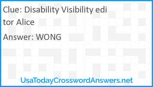 Disability Visibility editor Alice Answer